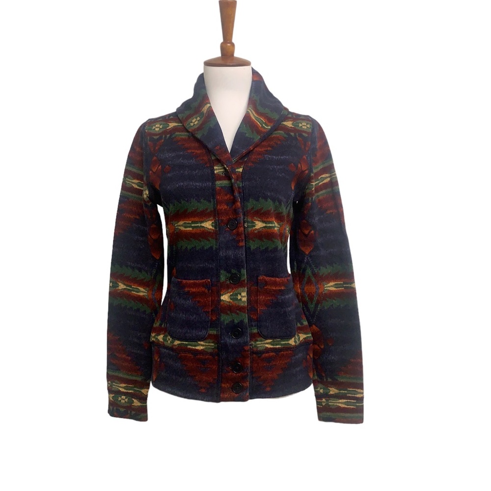 LRL Ralph Lauren Jeans Co. Southwestern Aztec Shawl Collar Cardigan